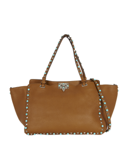 Rockstud Rolling Tote, Leather, Tan, M970VQA2, DB, 2*